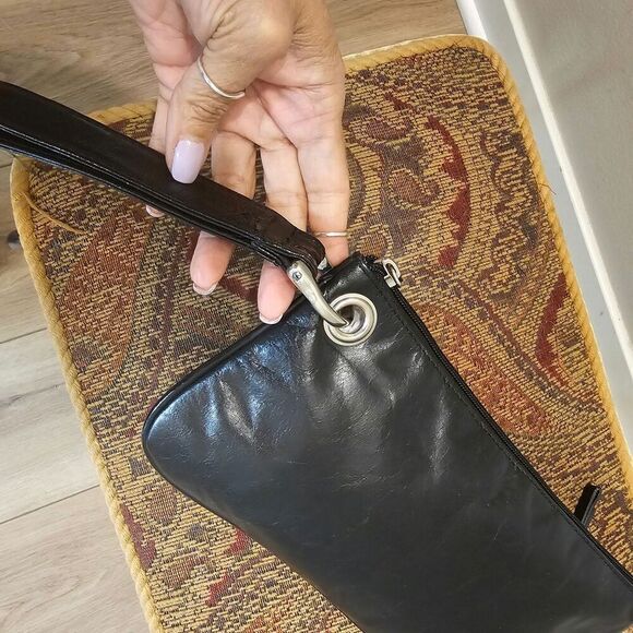 Sophia Visconti Vintage Leather Pouch Clutch Black Handbag - Picture 2 of 7